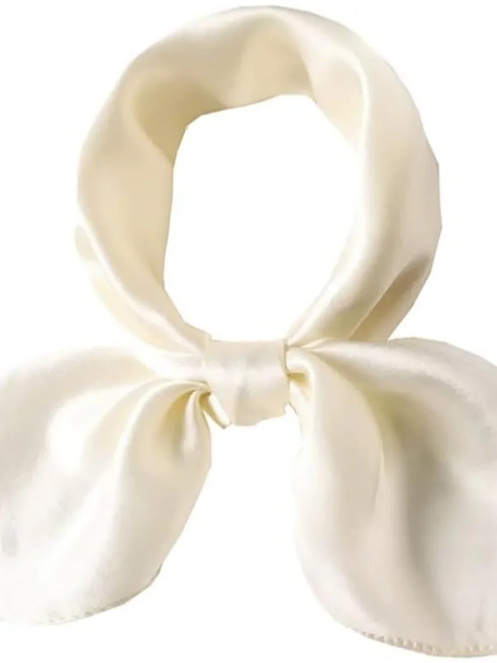 Women's Solid Color Off-white Square Scarf for Digital Printed Headscarf Silk
